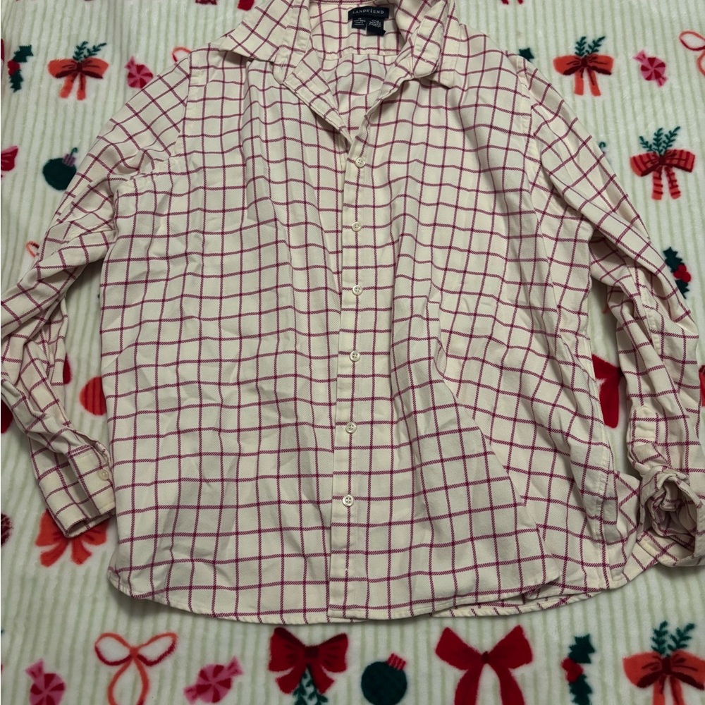 Pink and White Checkered Button-Up Shirt